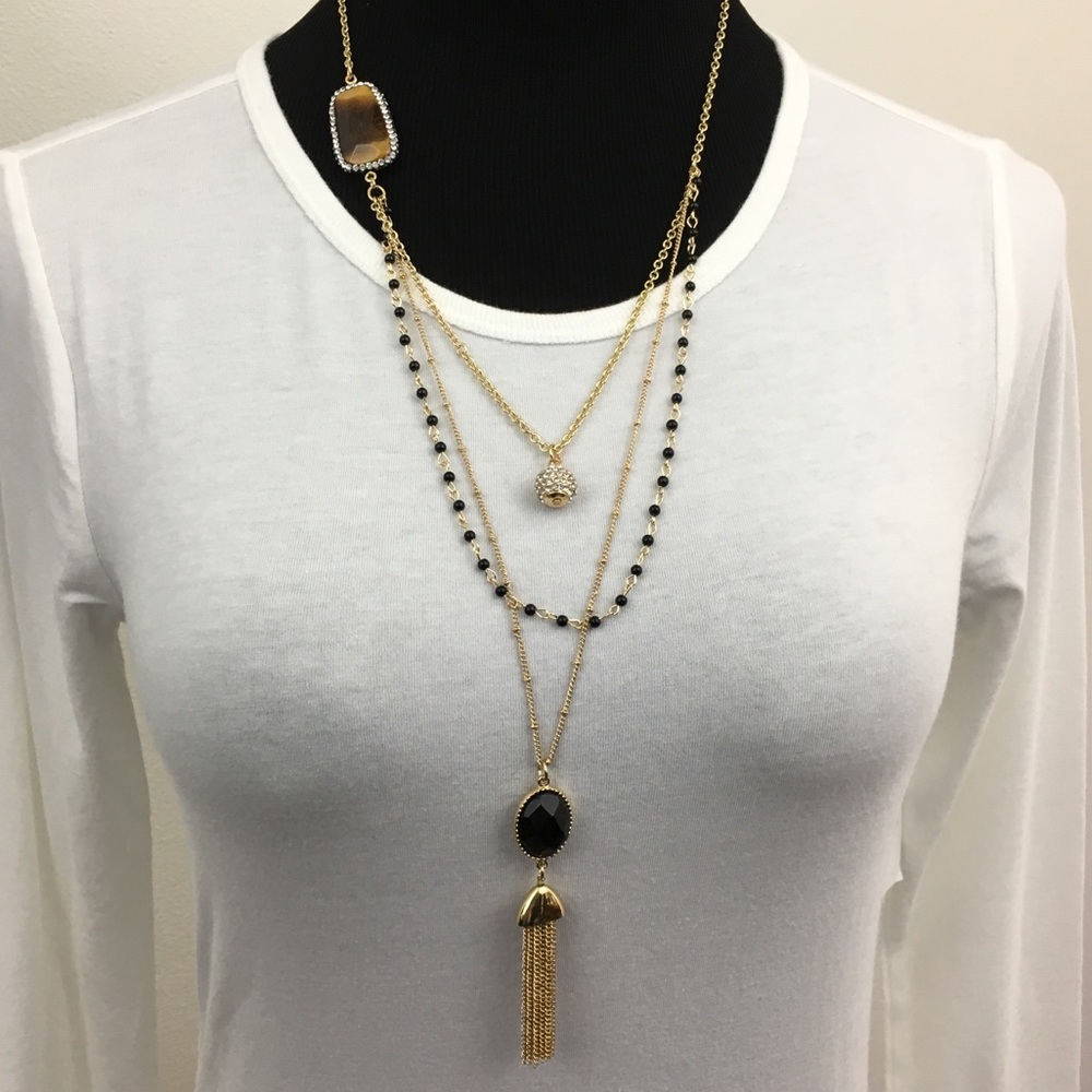 Tigers Eye Stone Three Strand Necklace